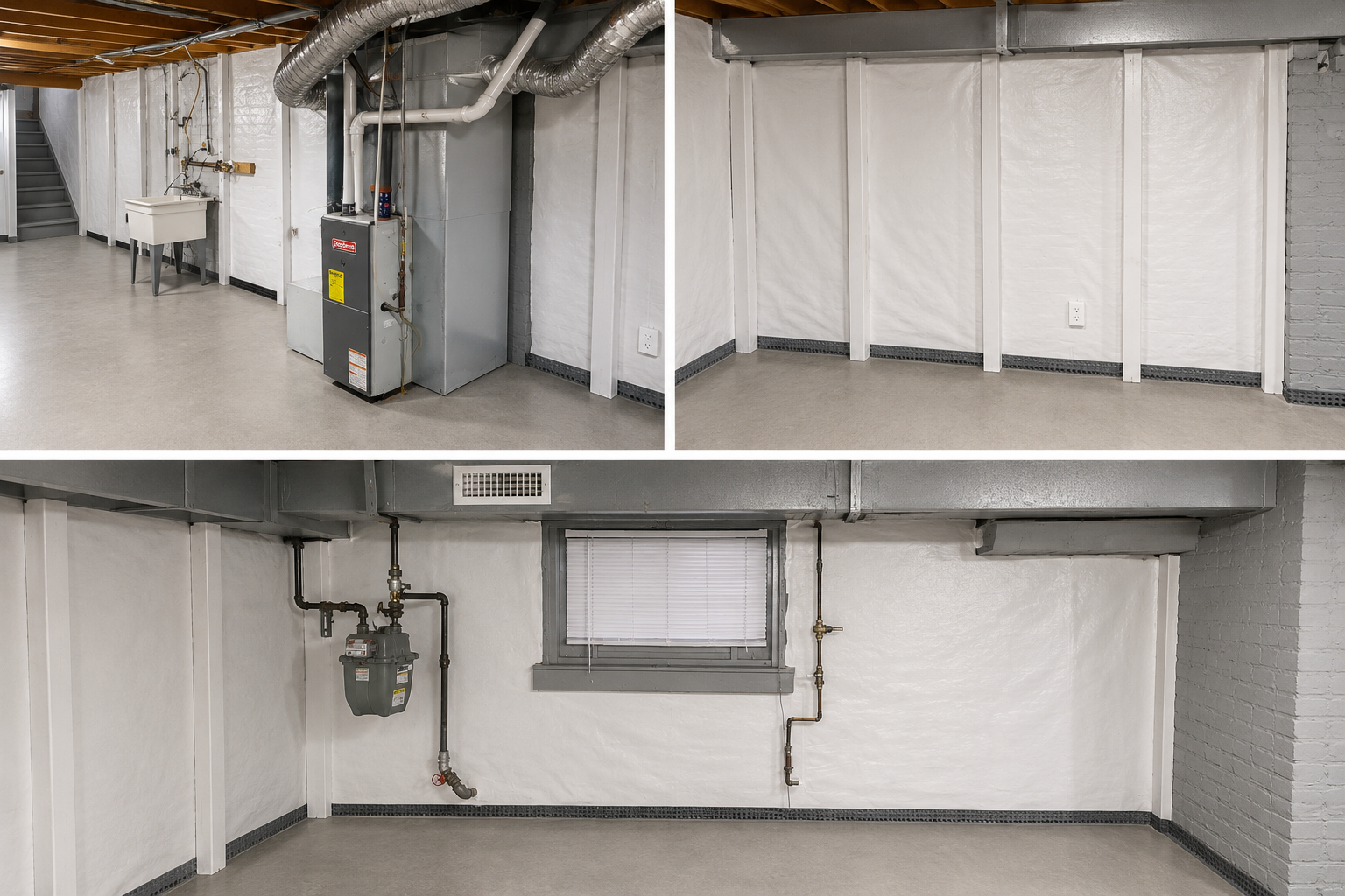 Finished Potomac basement waterproofing system