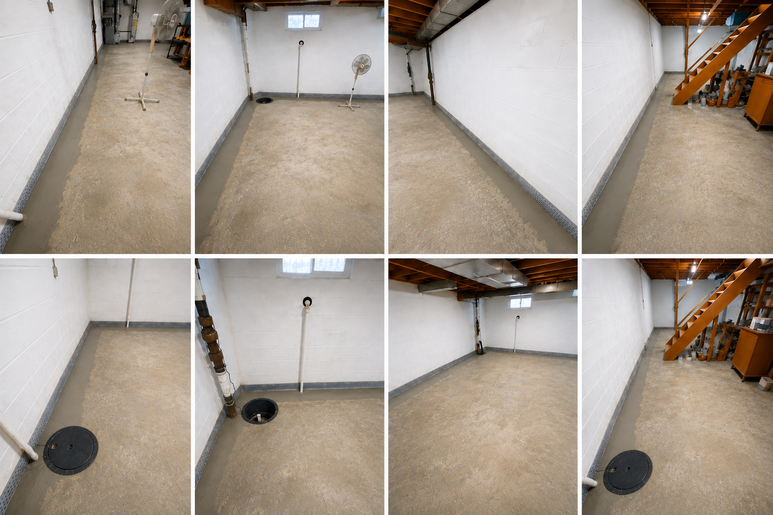 Basement flooring installation during finished basement restoration