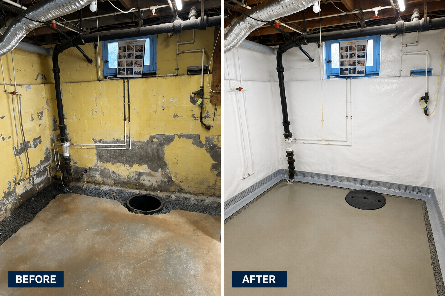 Wall framing repair and reconstruction during basement restoration